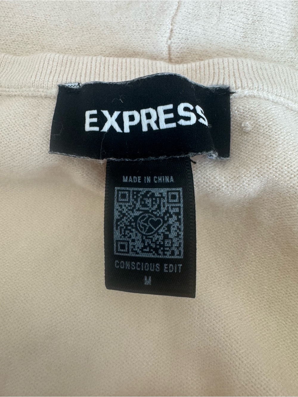 Express Cream Ribbed Neck Top - Picture 3 of 4